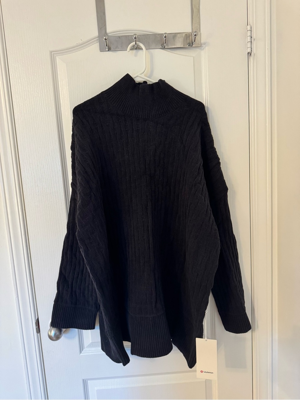 lululemon athletica Black Cable-Knit Mock Neck Sweater